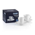 De'Longhi Italian Espresso Demitasse Cups & Saucers, Porcelain, 2.4 oz, Set of 2