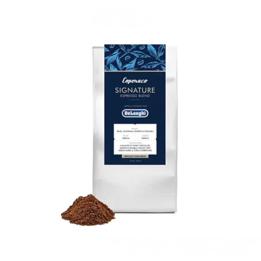 De’Longhi Signature Espresso Blend – Specialty Ground Coffee, 100% Arabica, Medium City Plus Roast