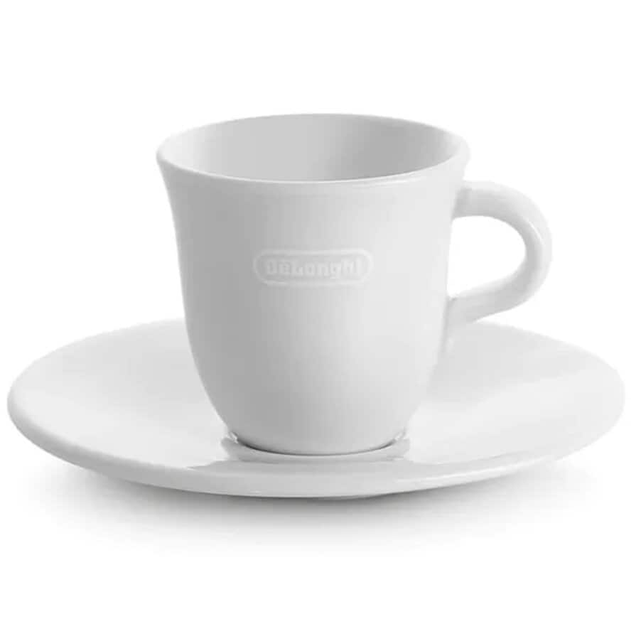 De'Longhi Italian Espresso Demitasse Cups & Saucers, Porcelain, 2.4 oz, Set of 2