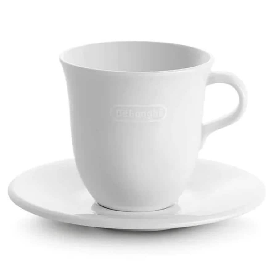 De'Longhi Italian Cappuccino Cups & Saucers, Porcelain, 9 oz, Set of 2
