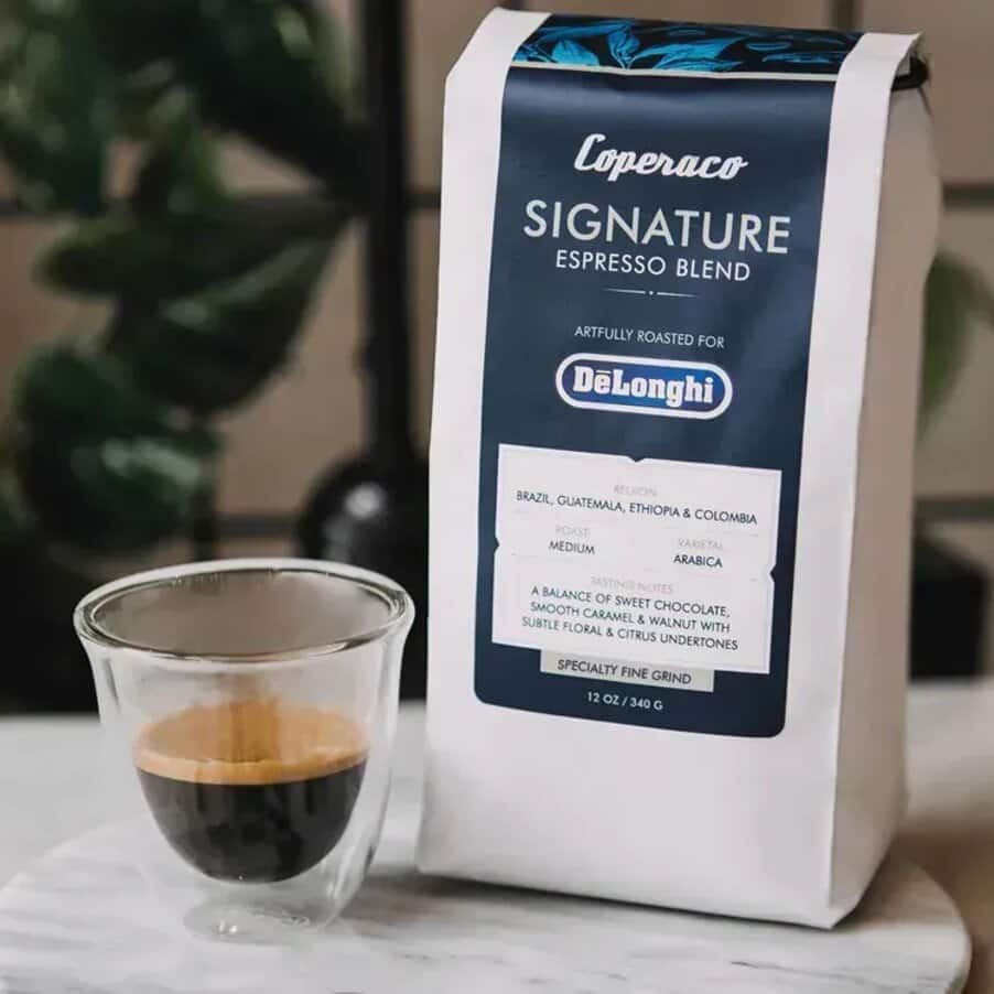 De’Longhi Signature Espresso Blend – Specialty Ground Coffee, 100% Arabica, Medium City Plus Roast