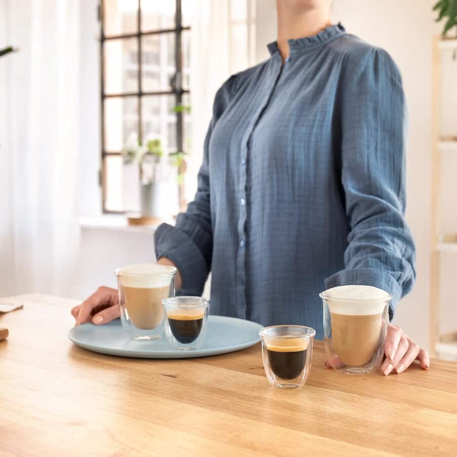 De'Longhi Cappuccino Cups, Double Wall Thermal Glasses, 9 oz, Set of 2