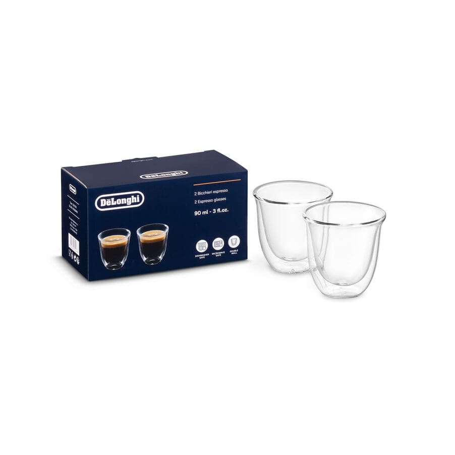 De'Longhi Espresso Cups, Double Wall Thermal Glasses, 2 oz, Set of 2
