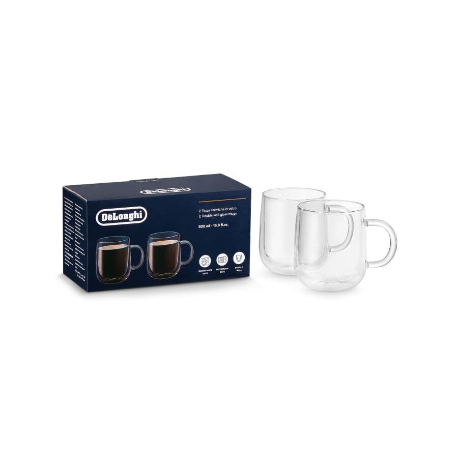 De'Longhi Double Wall Glass Mugs 18oz